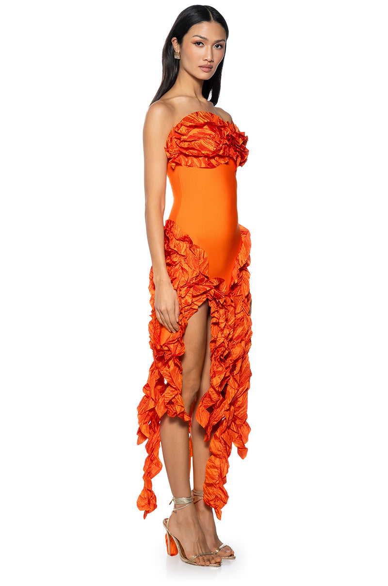 Side View Dont Stop The Party Strapless Ruffle Fringe Mini Dress 1