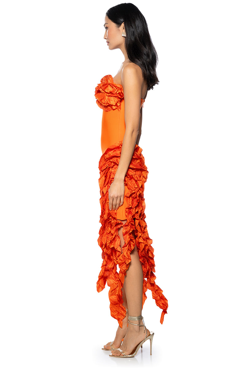 Detail View Dont Stop The Party Strapless Ruffle Fringe Mini Dress 3