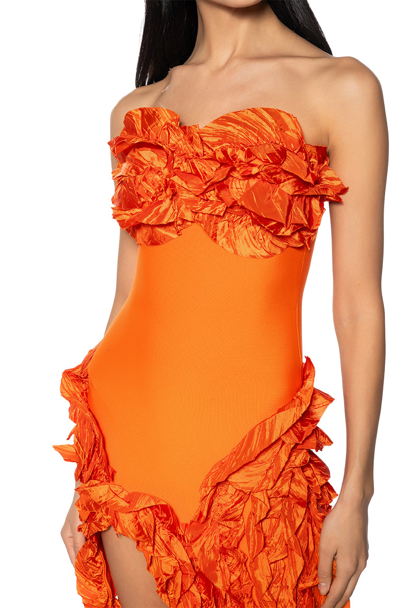 Extra View Dont Stop The Party Strapless Ruffle Fringe Mini Dress 5