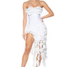 Front View Dont Stop The Party Strapless Ruffle Fringe Mini Dress