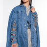 Front View Dont Talk Loud Denim Trench Poncho