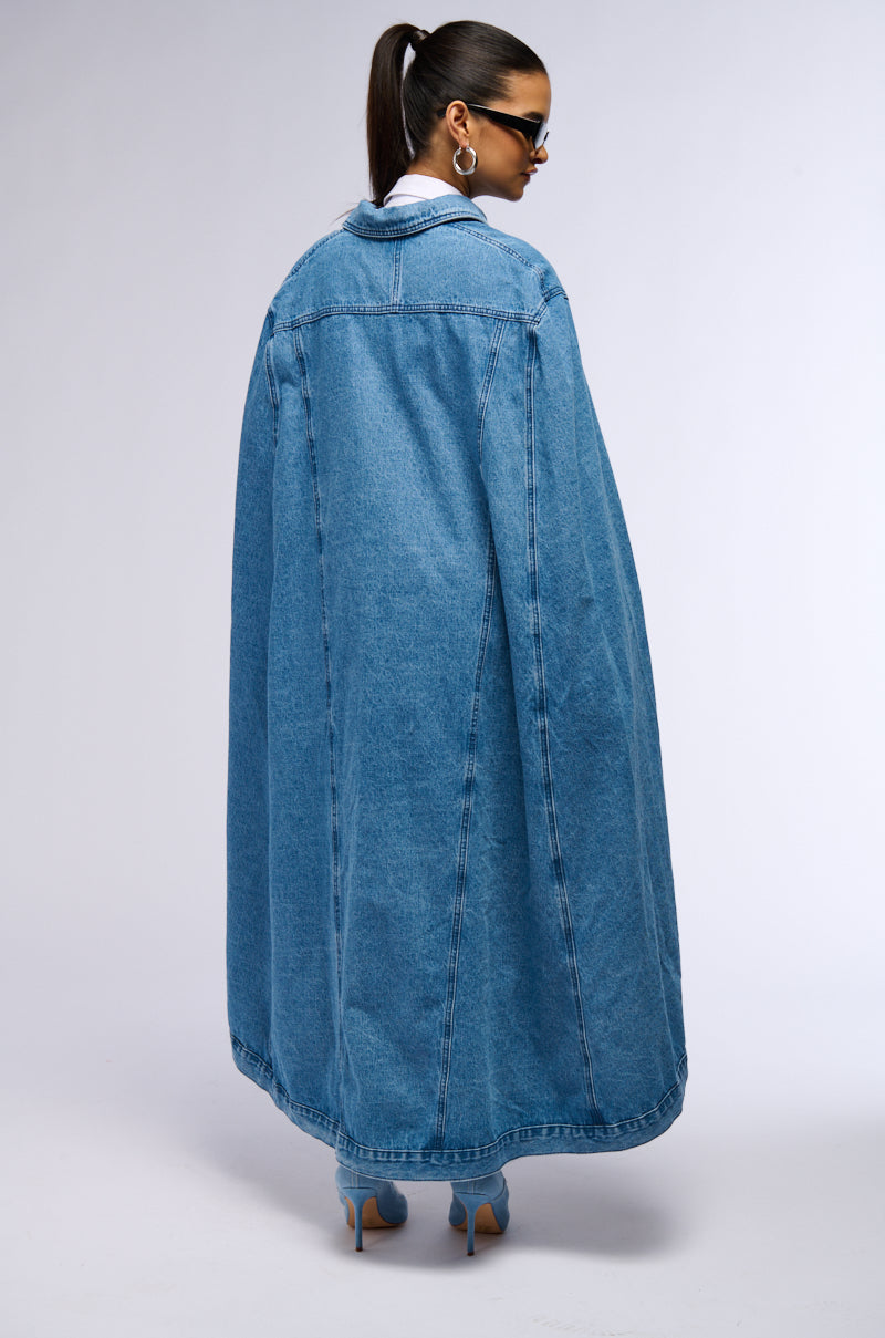 DON'T TALK LOUD MAXI DENIM PONCHO AKIRA DON'T TALK LOUD MAXI DENIM PONCHO AKIRA