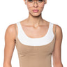Front View Double Layer Rib Knit Tank Corset Top