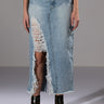 Front View Double Ohs Cargo Distressed Midi Skirt