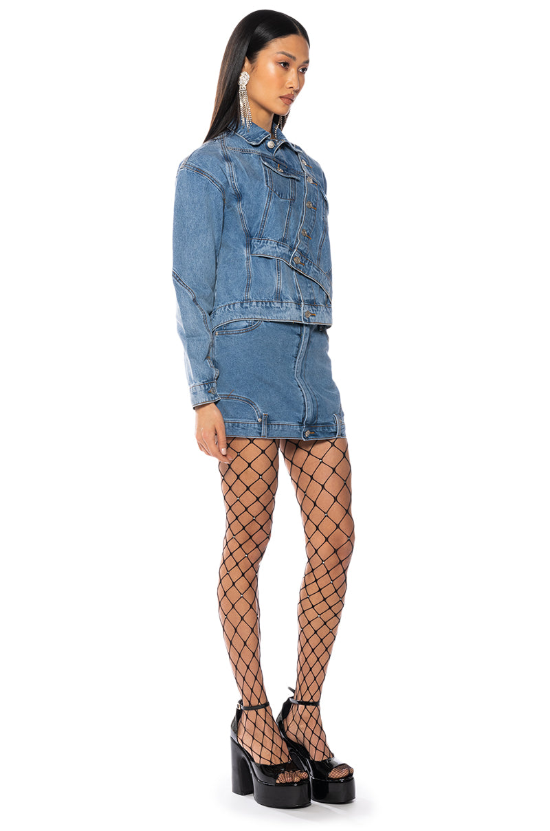 Detail View Double Time Denim Pullover