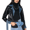 Front View Double Trouble Denim Moto Jacket