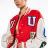 Front View Double U Felt Patch Varsity Bomber