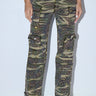 Front View Down And Dirty Camo Wide Leg Rhinestone Cargo Pant