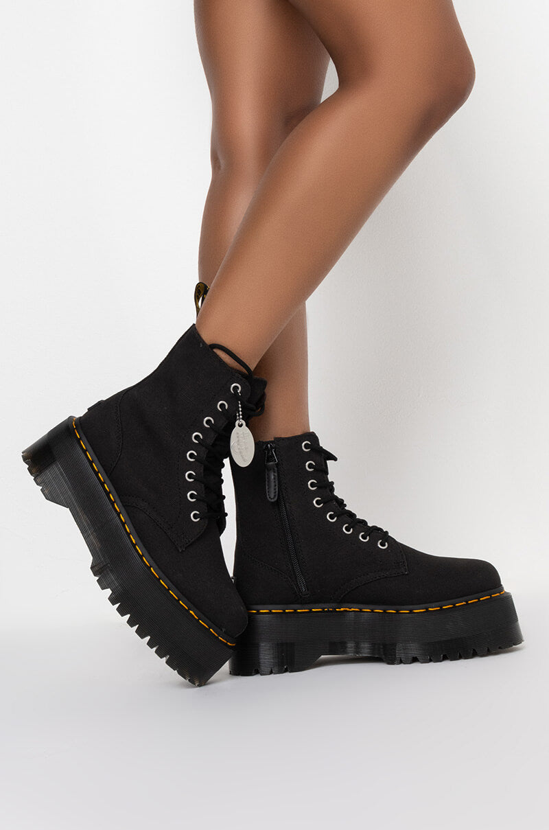 Side View Dr. Marten Jadon Max X-girl Black Canvas in Black