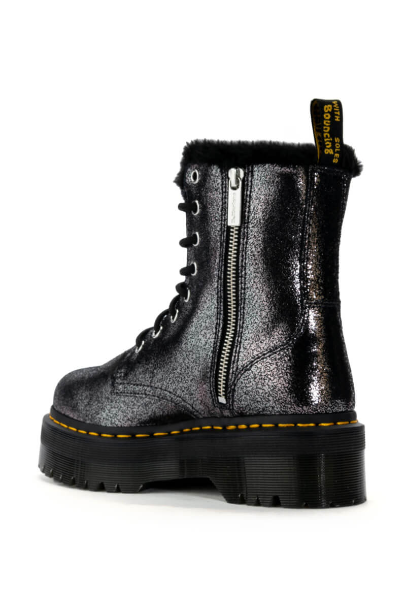 Detail View Dr Martens Jadon Fur Lined Distressed Metallic Platform Boot 3