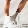 Front View Dr. Martens 1460 White Mono Smooth Ankle Boots in White