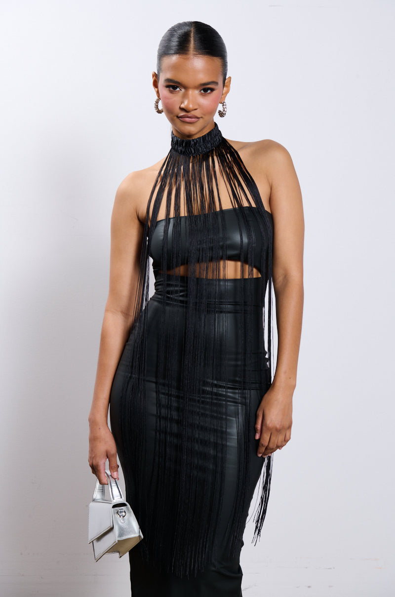 Side View Dramatic Lengths Fringe Necklace 2