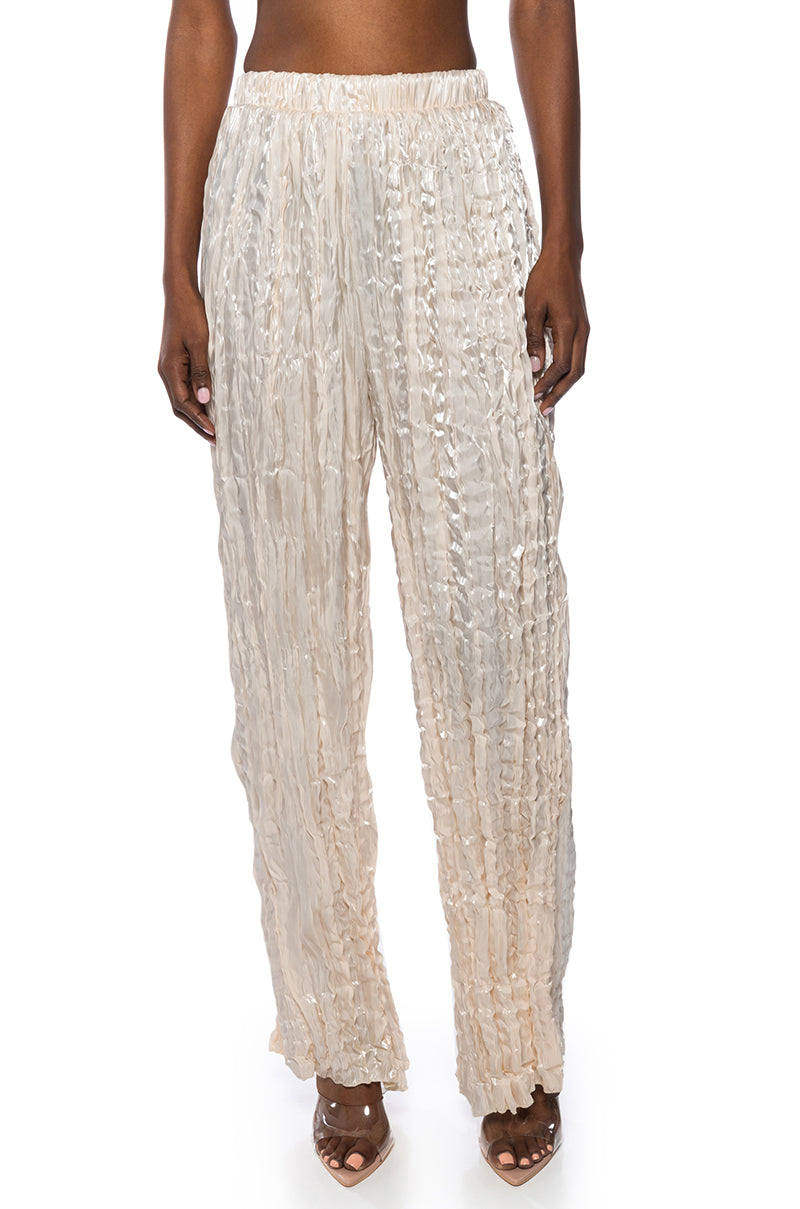 Front View Dream About You Textured Wide Leg Pant
