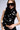 Front View Dream Big Faux Leather Flounce Top In Black