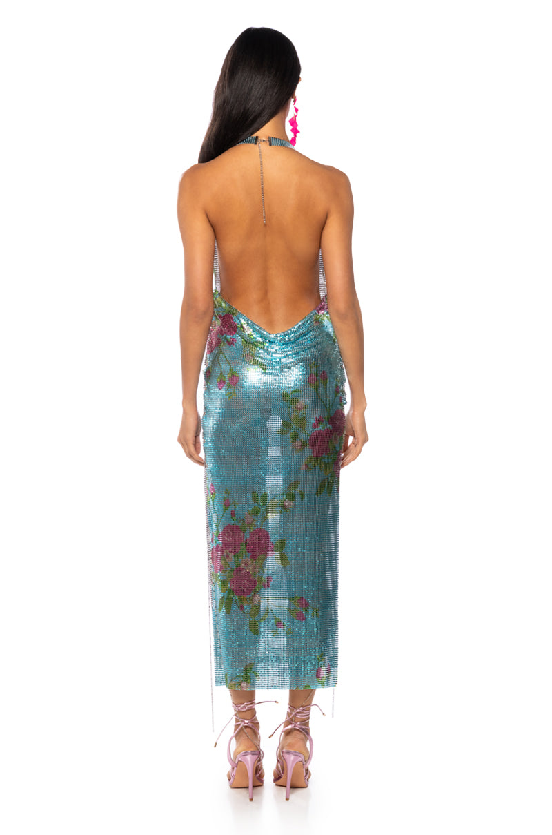 Full View Dream Floral Chainmail Maxi Dress