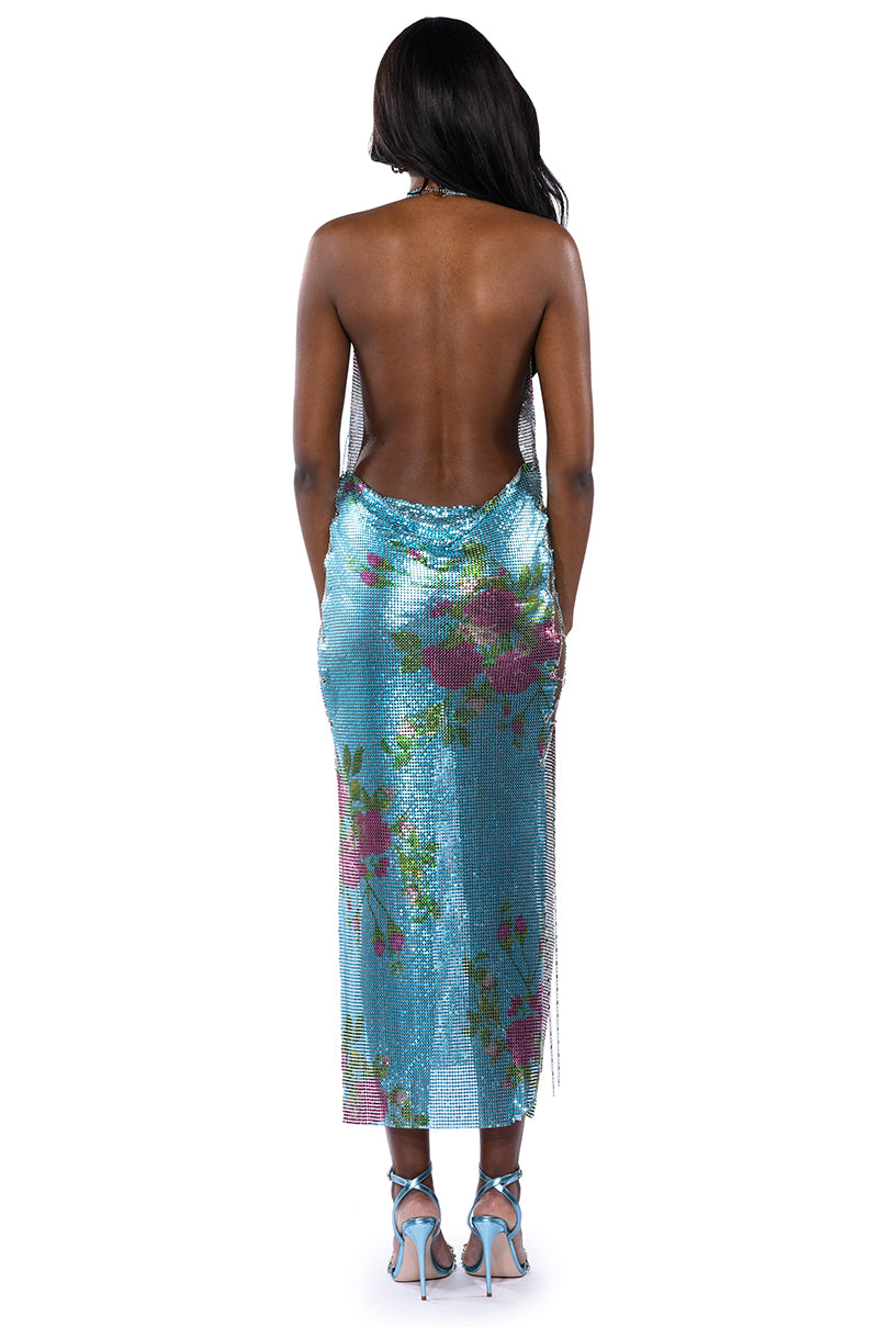 Extra View Dream Floral Chainmail Maxi Dress