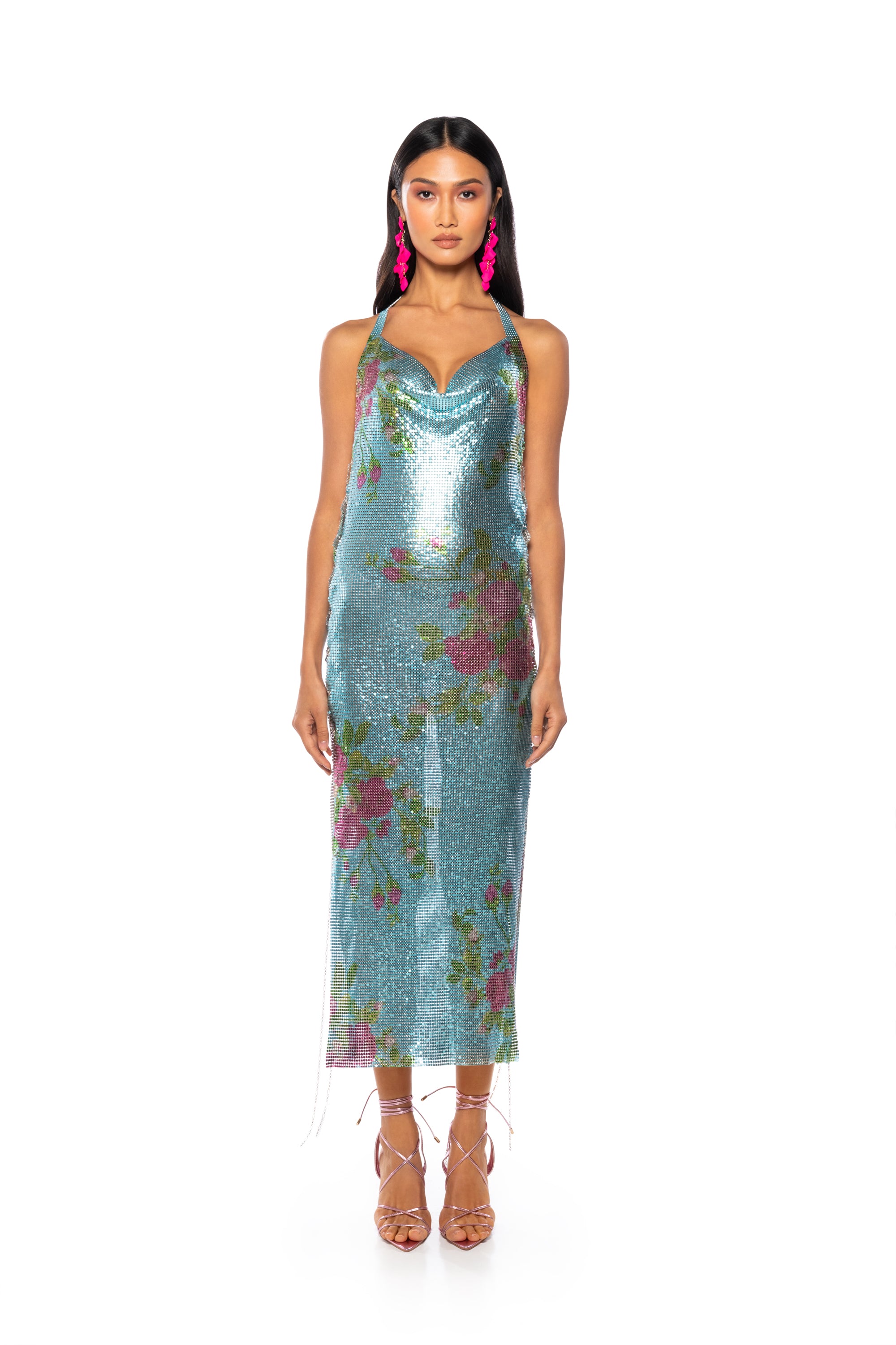 Extra View Dream Floral Chainmail Maxi Dress