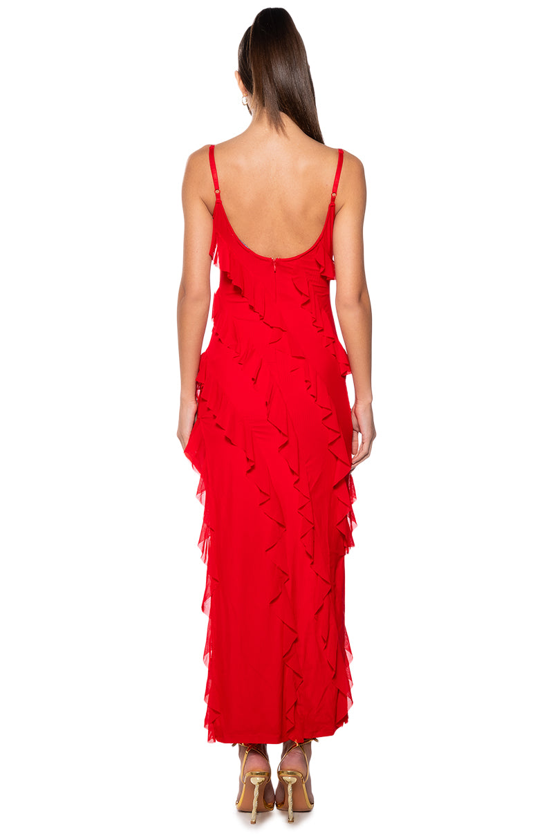 Detail View Dream Girl Ruffle Maxi Dress