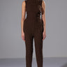 Front View Dream Lover Textured Lace Up Jumpsuit