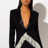 Front View Dreaming Of You Pearl Blazer in Black