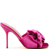 Front View Dreamlover Velvet Mule With Bow In Pink