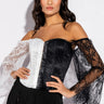 Front View Dreamy Off The Shoulder Lace Corseted Blouse
