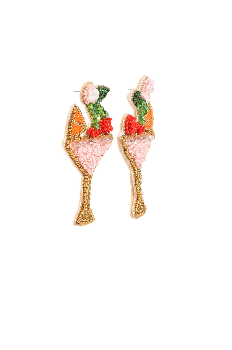 Back View Drink Up Beaded Earrings