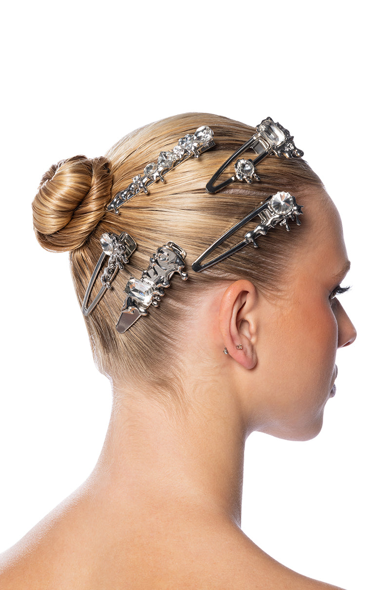 Front View Drip Divine Embellished Hair Clips