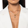 Front View Drip Drop Pearl Pendant Necklace In Gold