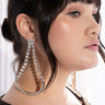 Front View Drip Drop Rhinestone Statement Earrings