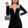 Front View Drippin Class Velvet Trim Mini Dress