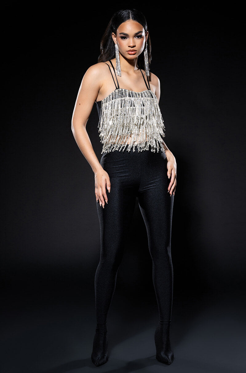 Back View Drippin Rhinestone Fringe Corset