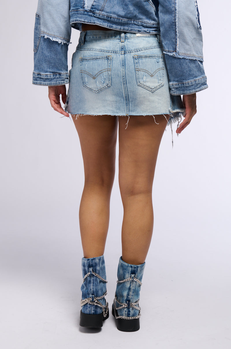 Detail View Dump Him Low Rise Denim Mini Skirt