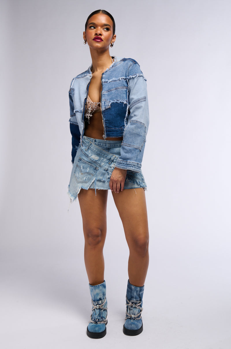 Extra View Dump Him Low Rise Denim Mini Skirt