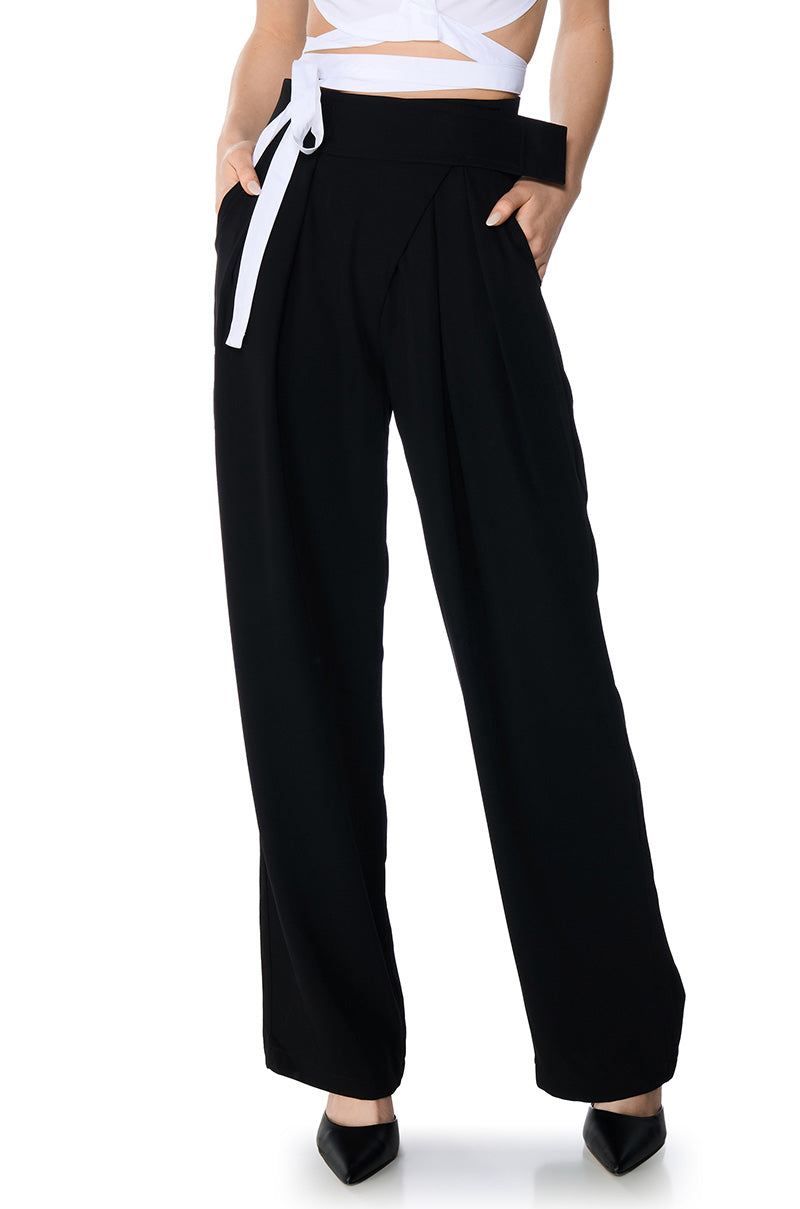Front View Dylan High Waisted Wide Leg Trouser