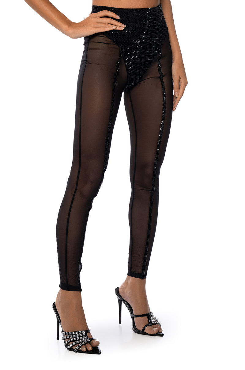 Side View Dynamite Embellished High Waist Mesh Legging