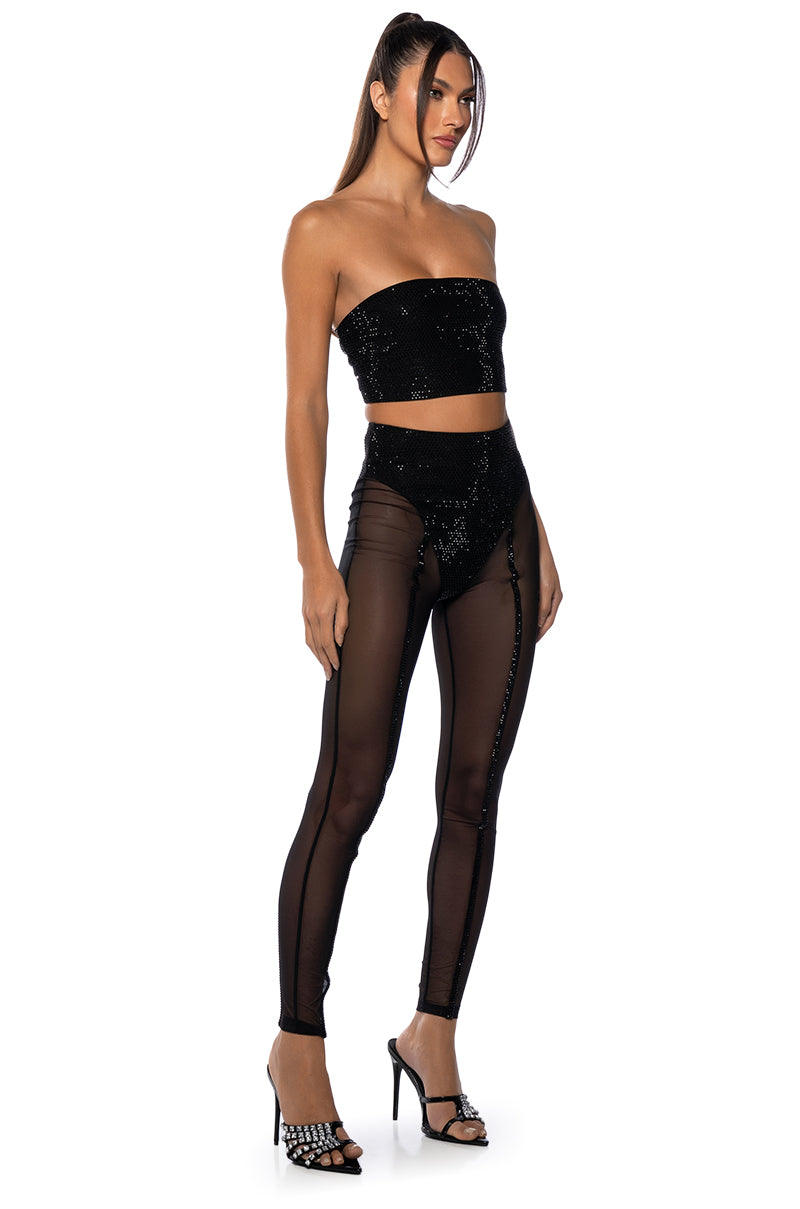 Full View Dynamite Embellished High Waist Mesh Legging
