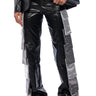 Front View Dynamite Metallic Faux Leather Cargo Pants 