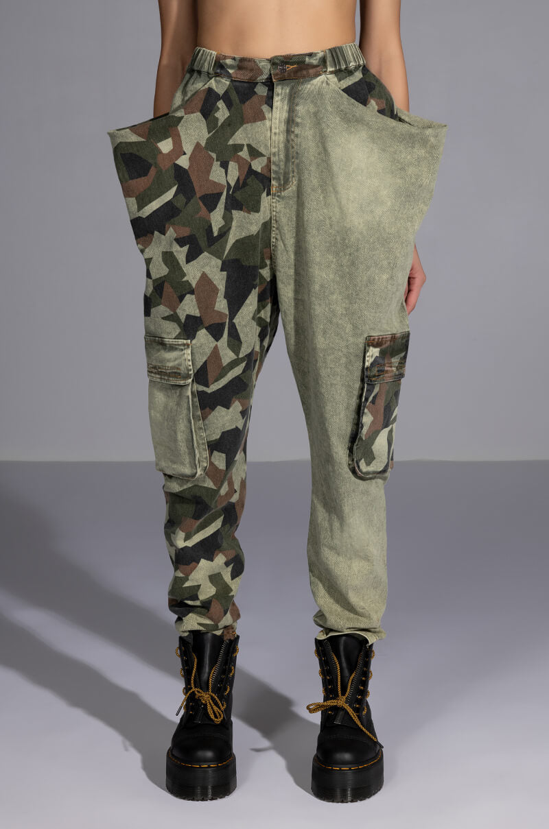 Front View Easy On Me Camo Colorblock Pants view 1