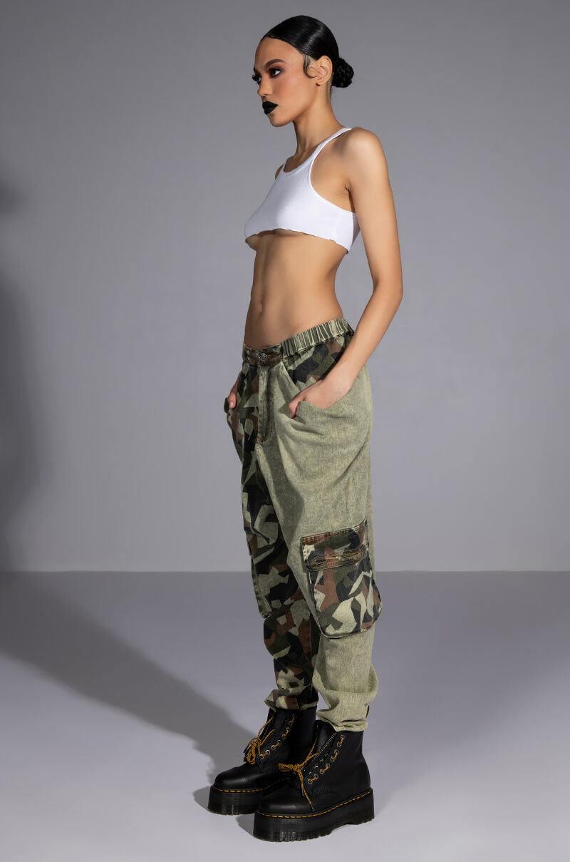 Side View Easy On Me Camo Colorblock Pants view 2