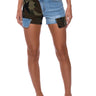 Front View Easy On Me Camo Denim Shorts