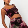 Front View Easy Rider French Terry Crop Top in Purple Multi