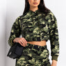 Front View Easy To Say Sweatshirt in Green Camo