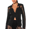 Front View Easygoing Mesh Blazer In Black