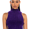 Front View Echo Velvet Sleeveless Top In Purple