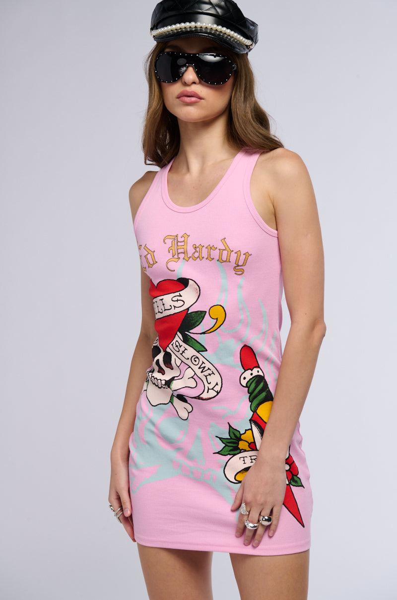 Side View Ed Hardy Retro Flash Rib Tank Dress