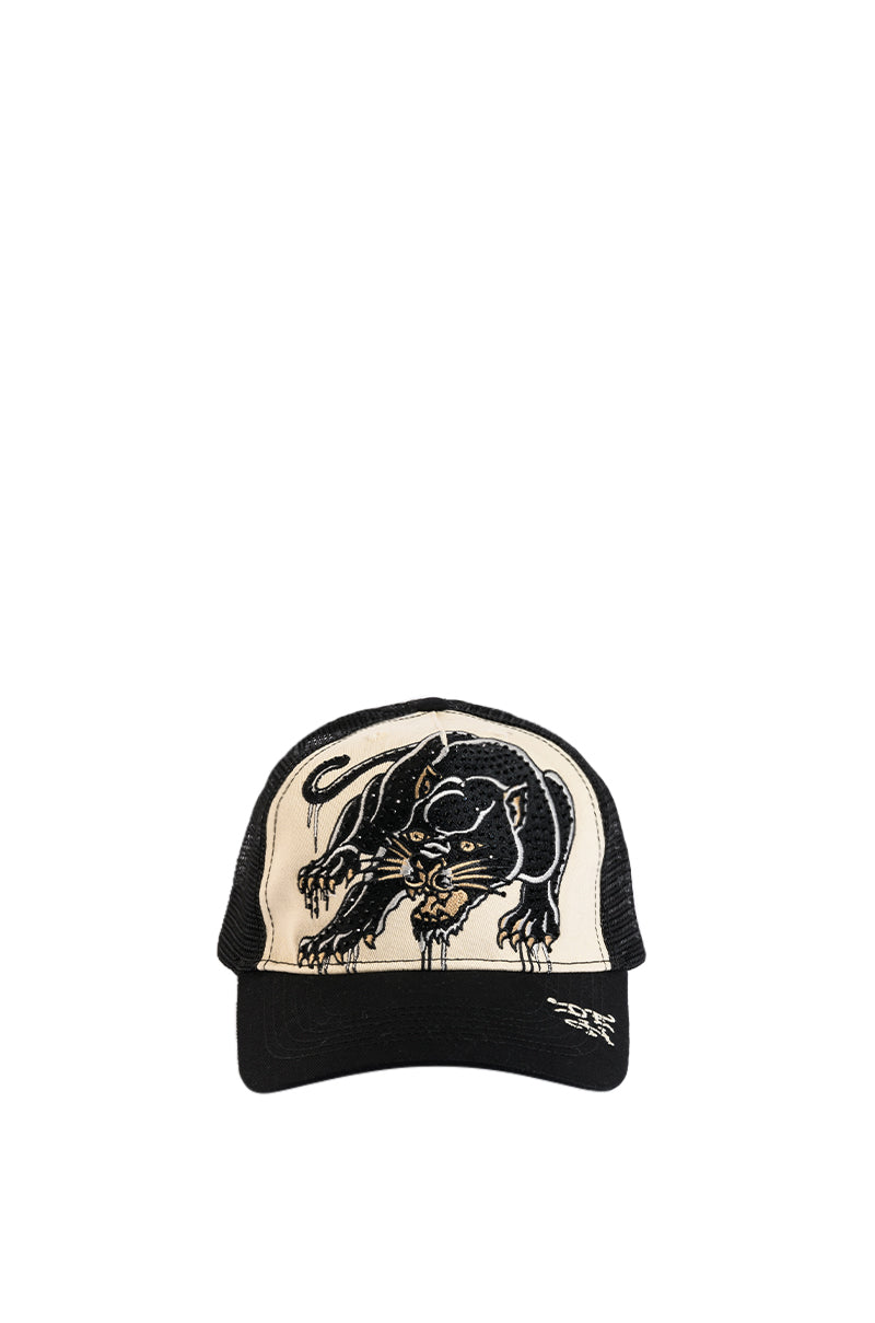 Side View Ed Hardy Rhinestone Panther Trucker Hat