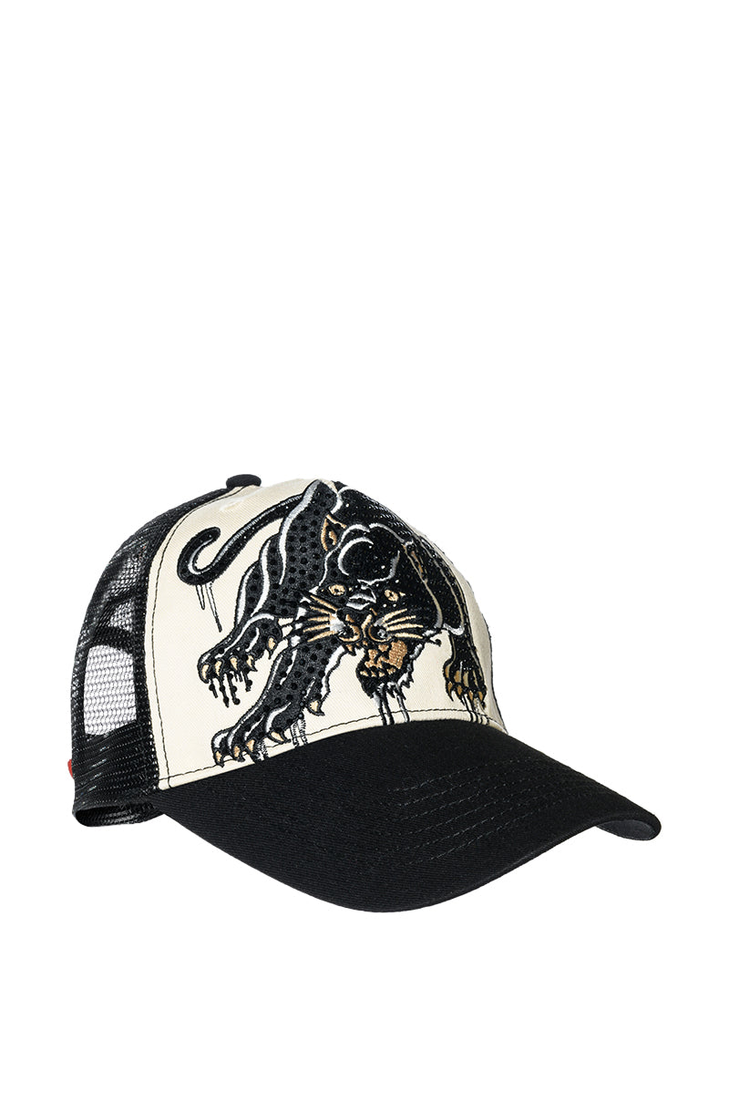 Back View Ed Hardy Rhinestone Panther Trucker Hat 1