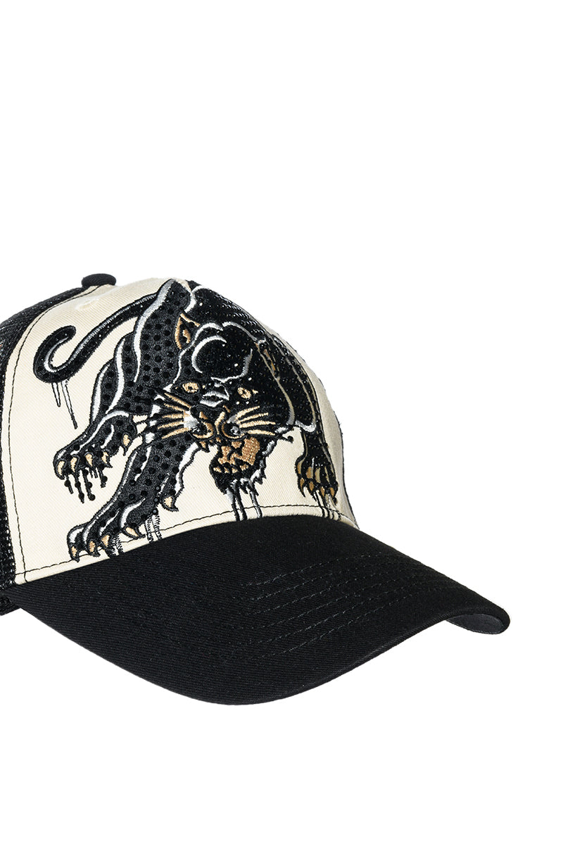 Detail View Ed Hardy Rhinestone Panther Trucker Hat 2
