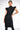 Front View Editor In Chief Mock Neck Ruffle Sleeve Midi Dress In Black